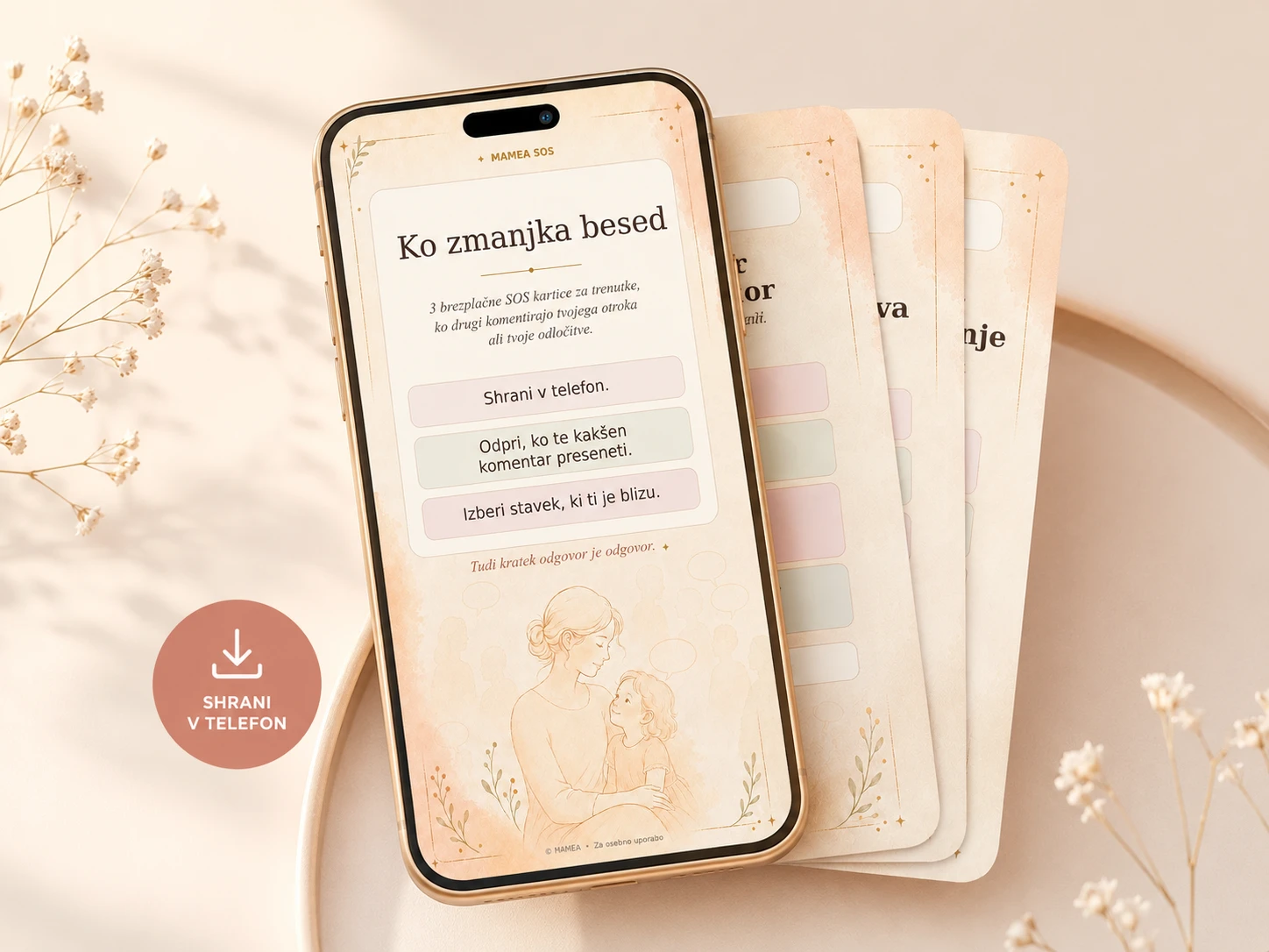 3 brezplačne MAMEA SOS kartice – Ko zmanjka besed